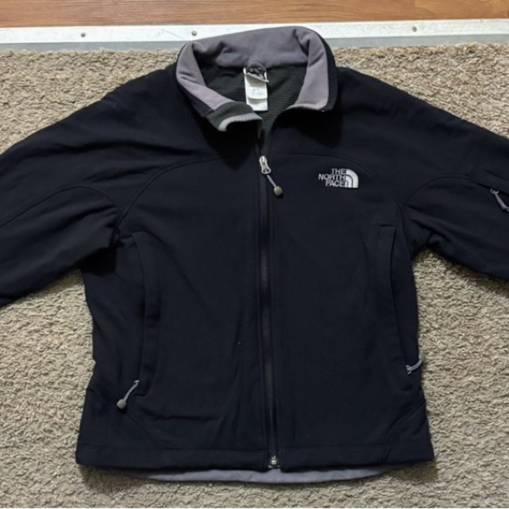 The North Face Womans Md Navy Full Zip Tech Fleece Lined Jacket Zipper Pockets